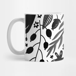 black and white flower pattern cute fancy classy elegant floral pattern Mug